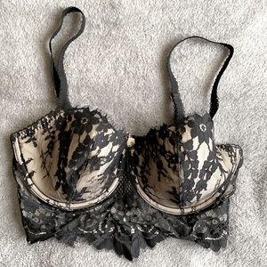 Black lace Victoria Secret bralette. Size 34DD worn once. Zip up back detail
